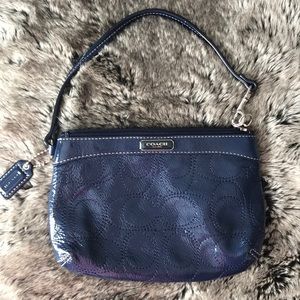 Patent leather Coach wristlet